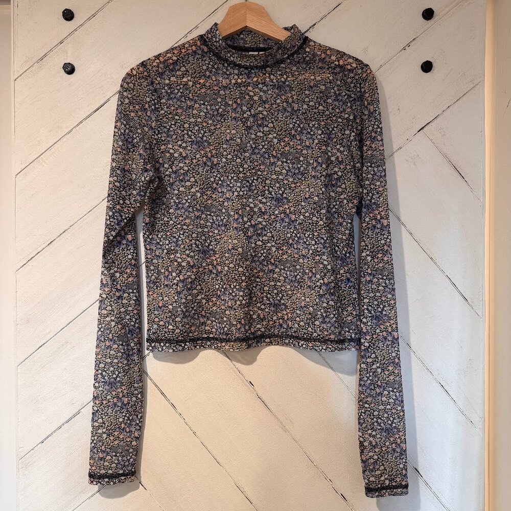 & Other Stories Sheer Floral Long Sleeve Top
